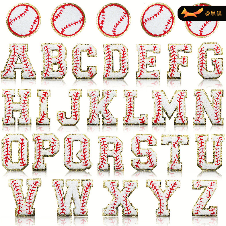 embroidery 26 English letters embroidery cloth sticker baseball style letter Patches sticker ironing