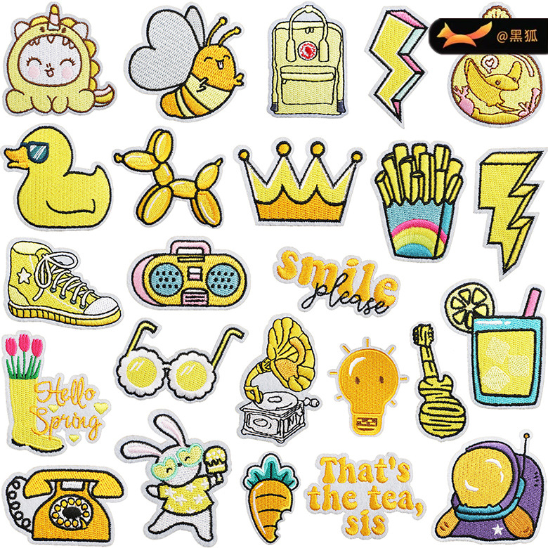 rain boots embroidery cloth sticker cartoon Patches sticker crown lightning clothes decoration