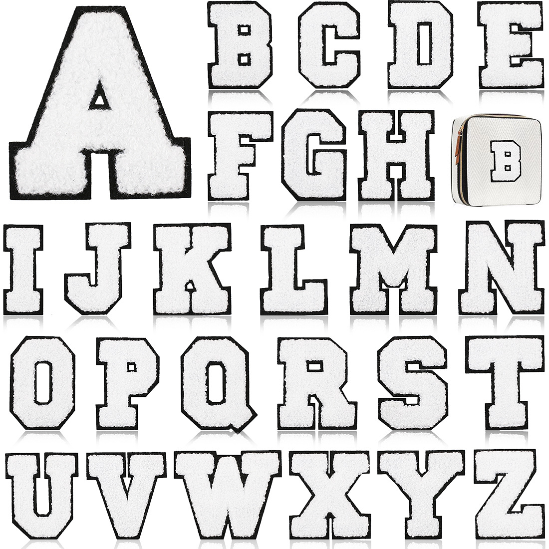 7cm white English letters embroidery Patches sticker clothing accessories embroidery cloth sticker ironing embroidery