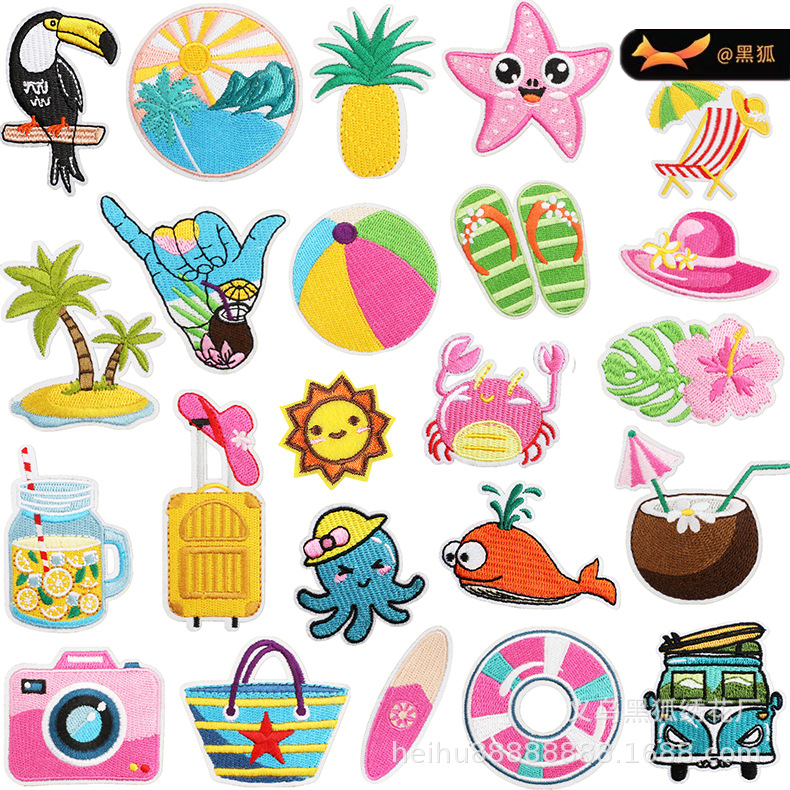 Hawaiian Vacation Cloth Patches Clothes Decorated Beach Swimming Ring Patches Ocean Badge