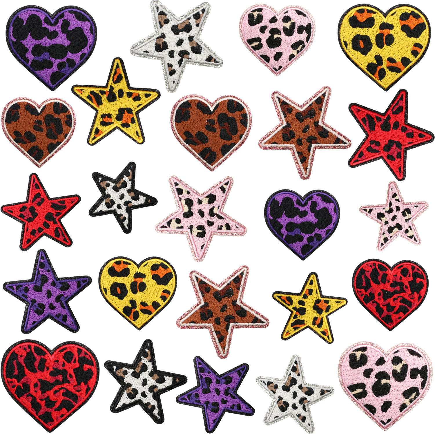 glitter leather leopard print love embroidery cloth sticker shoe hat bag decoration handmade Patches sticker