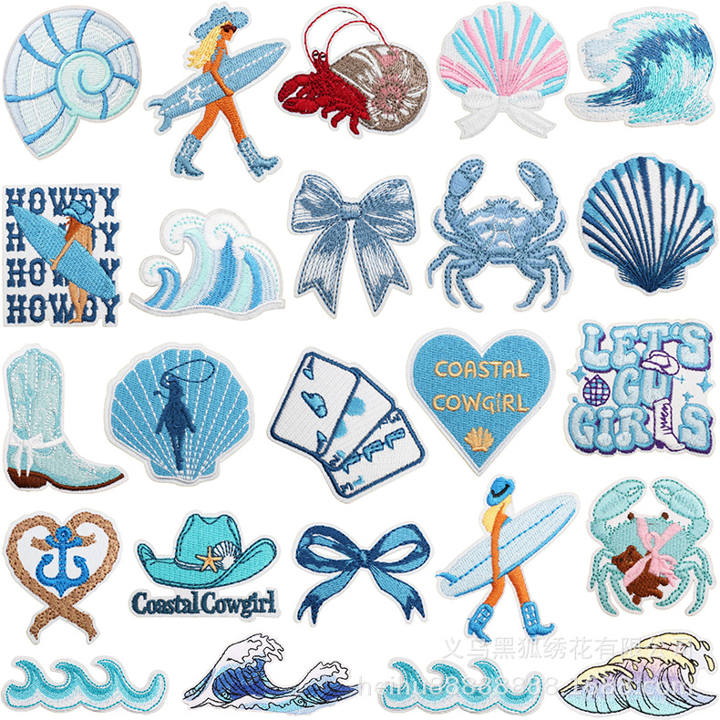 Conch Embroidery Cloth Sticker Girl Patches Sticker Bag Decoration Crab Embroidery Standard Ironing