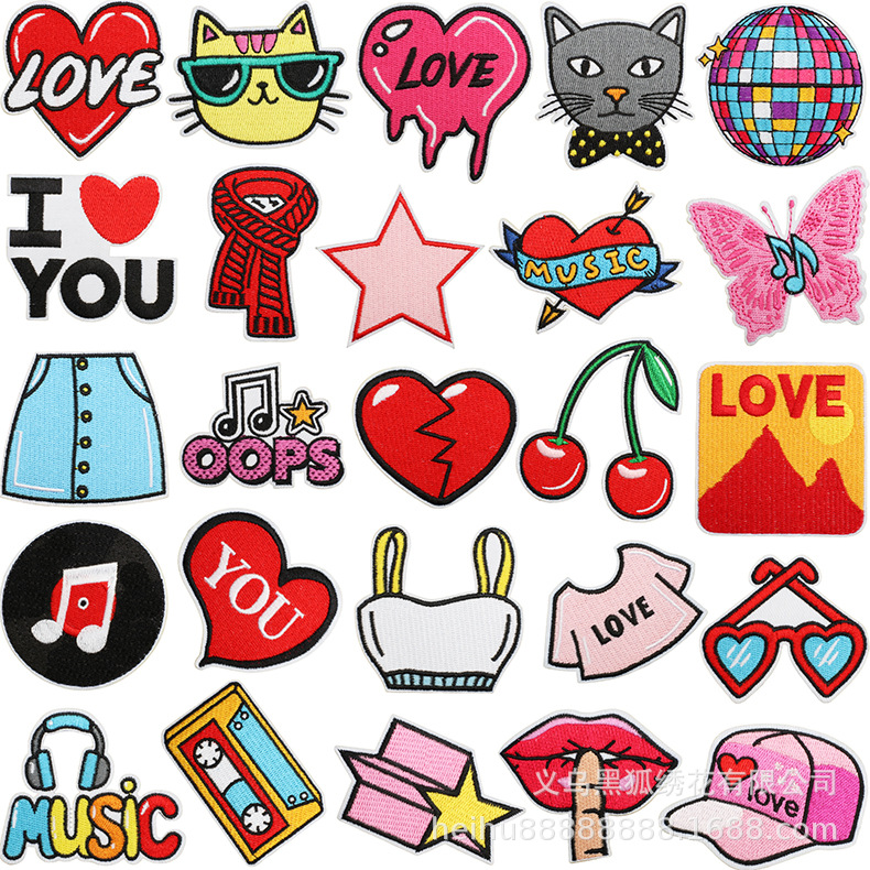 Embroidery Cloth Sticker Dress Up Patches Sticker CD Disc Embroidery Label Pet Cat Headphone