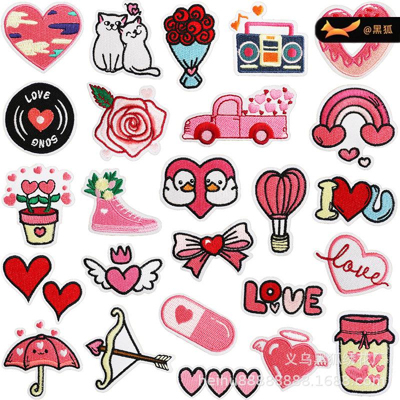 Valentine's Day embroidery cloth sticker romantic love Patches sticker rose clothes decoration embroidery