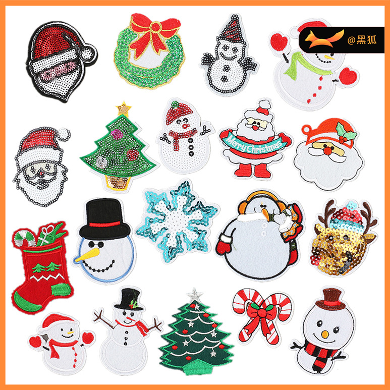 Christmas Series Christmas Snowflake Patches Sticker Ironing Sequ Embroidery Cloth Sticker Cartoon