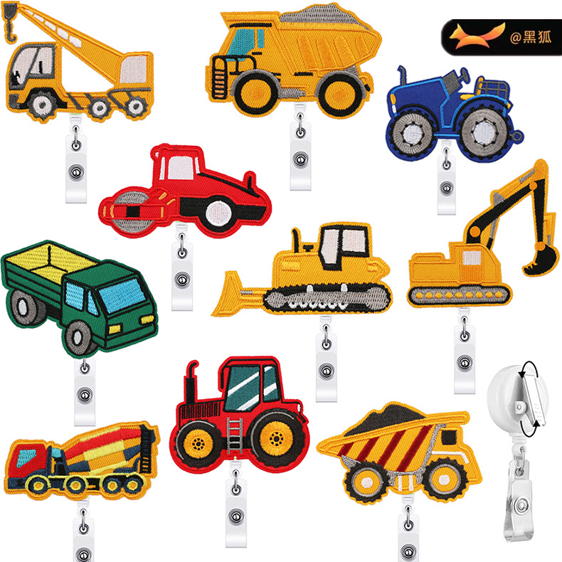 Cartoon hat sock Embroidery Cloth Sticker Vehicle Patches Excavator Embroidery Label