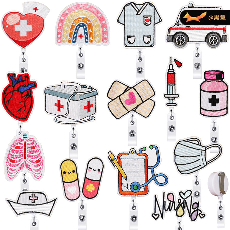 easy to pull embroidery cloth pasted medical kit ambulance Patches pill mask embroidery label