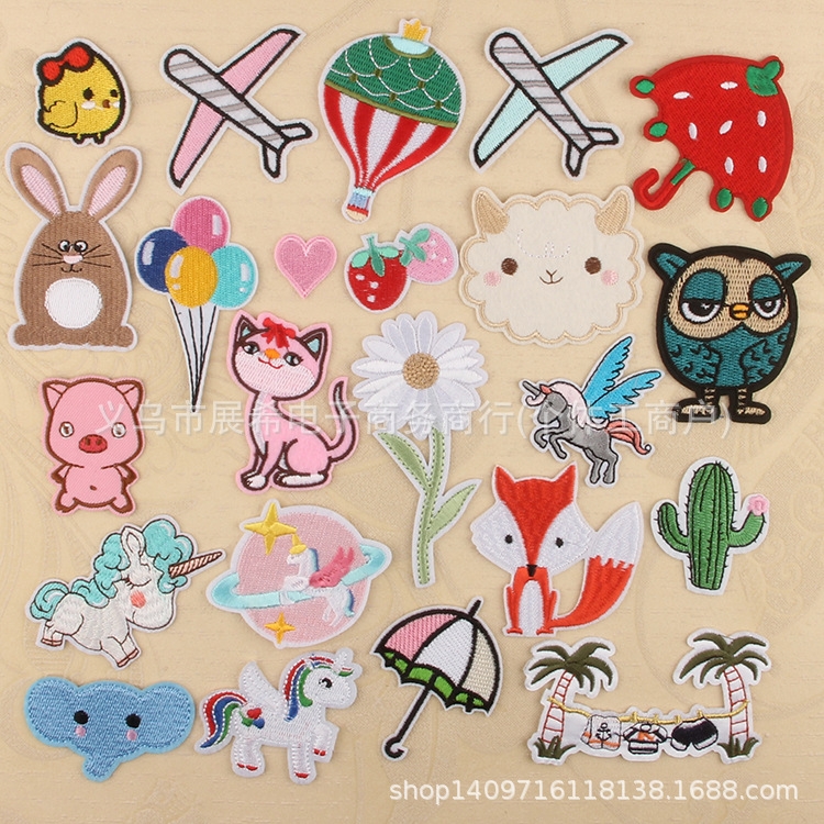 cartoon embroidery sewing sticker ironing sticker decorative sticker repair clothes sticker hole cloth sticker flower
