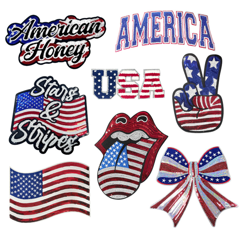 Cross-border  Europe America Commemorative Independence Day series bead badge cloth sticker