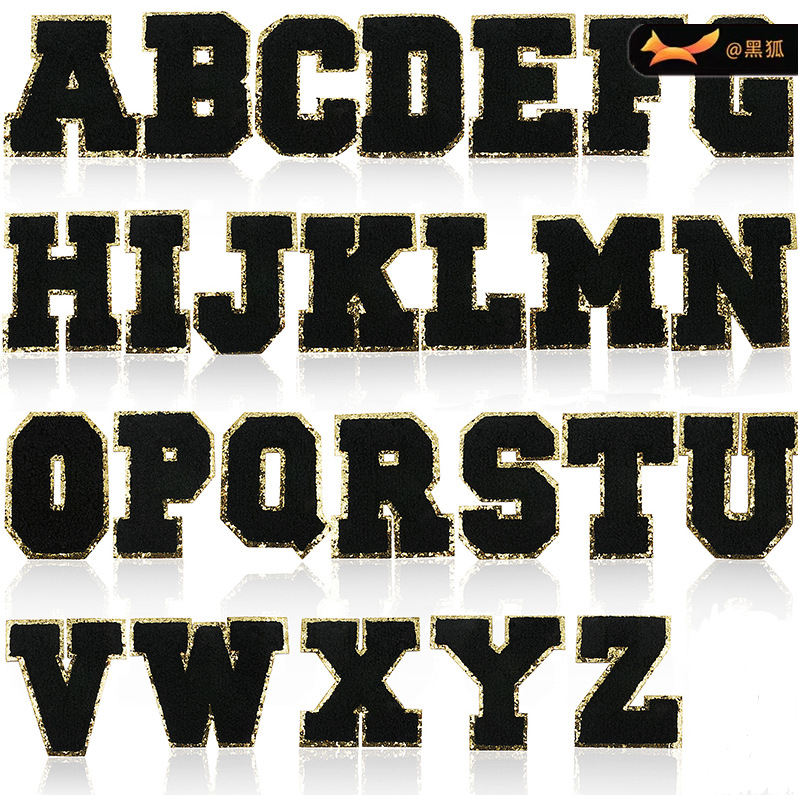 8cm black characters embroidery letter Patches sticker bag decoration embroidery cloth sticker heat transfer
