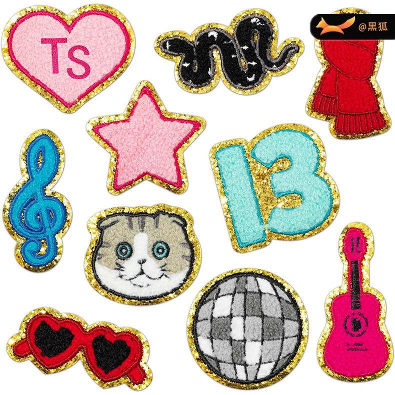 Embroidery Patches Sticker Embroidery Cloth Sticker Scarf Bag Decoration Guitar Embroidery Sticker
