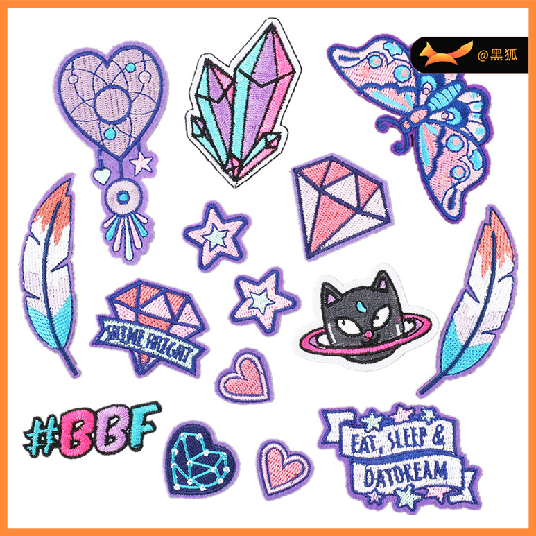 clothes decoration feather embroidery cloth sticker student bag Patches sticker heat transfer