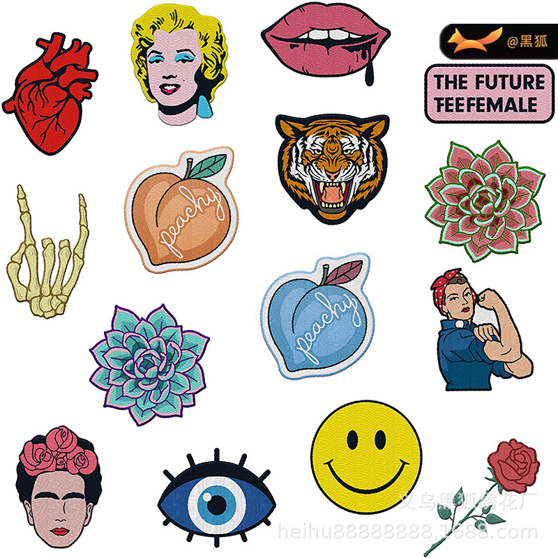 art ghost hand embroidery cloth sticker cartoon letter card embroidery label bag sticker