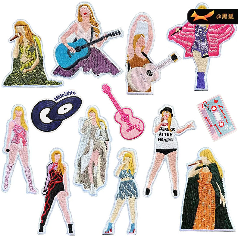Embroidery Cloth Sticker Bag Decorative Patches Sticker Guitar Music Embroidery Patches Heat Transfer