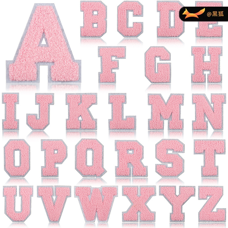 7cm pink word embroidery letter Patches sticker bag decoration embroidery cloth sticker heat transfer