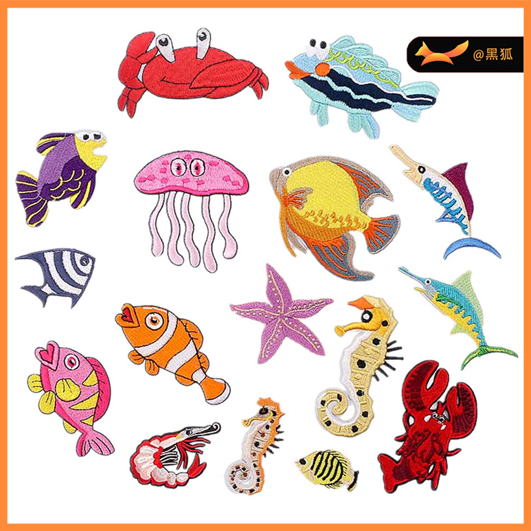 embroidery cloth sticker embroidery fish embroidery Patches sticker clothes embroidery label
