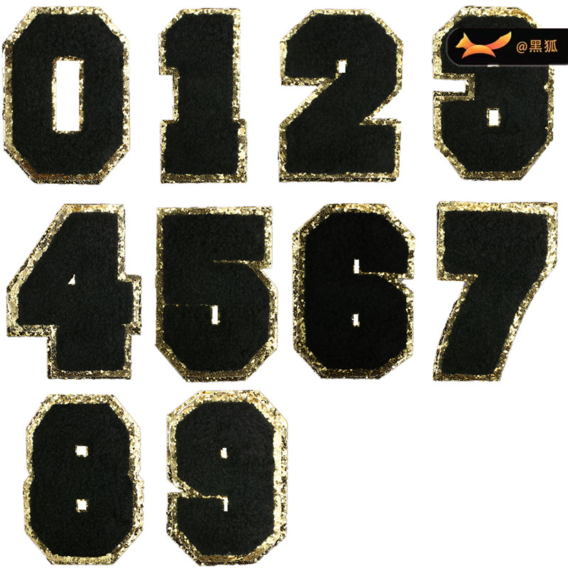 8cm black characters embroidery Patches sticker bag decoration embroidery cloth sticker heat transfer