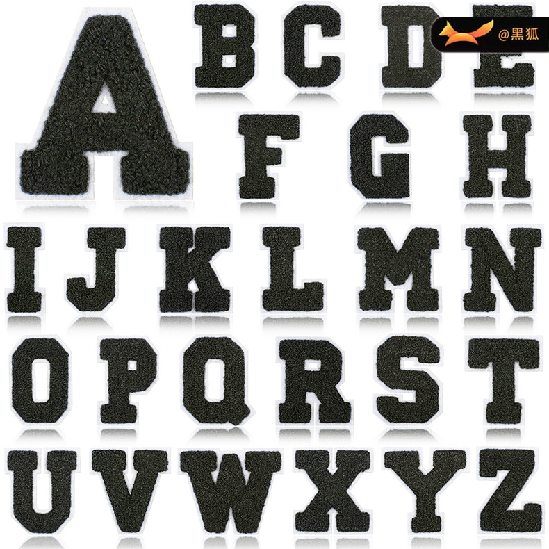 7cm black characters embroidery letter Patches sticker bag decoration embroidery cloth sticker heat transfer