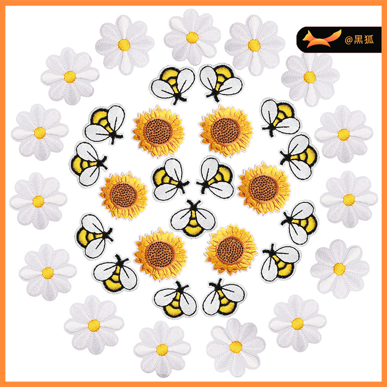 embroidery cloth sticker sunflower embroidery label clothing Patches sticker