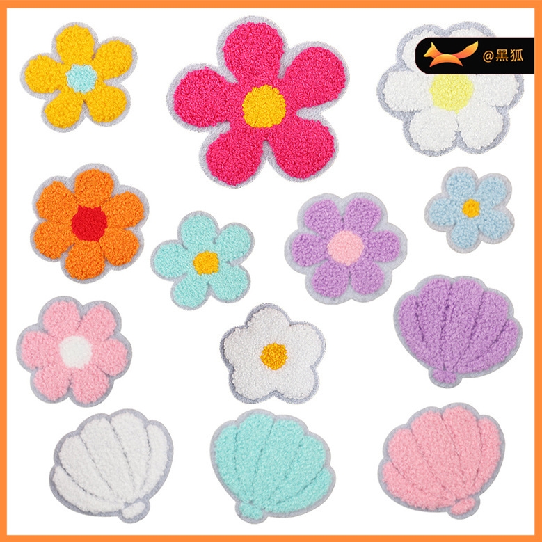 colored flower embroidery Patches sticker bag decoration embroidery label embroidery cloth sticker ironing
