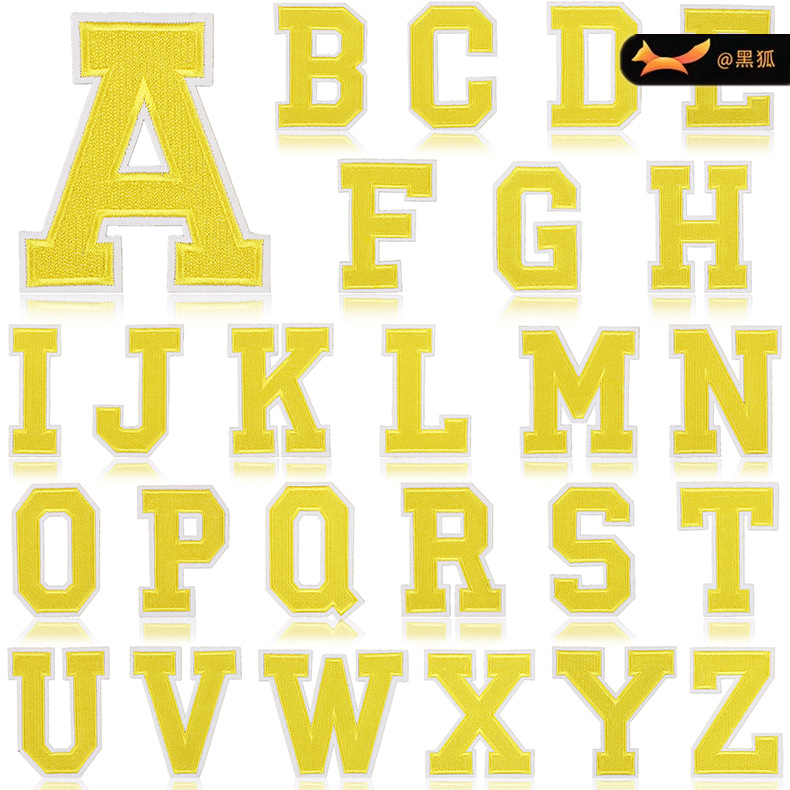 8cm English letter embroidery cloth covered letter stickers heat transfer bag stickers