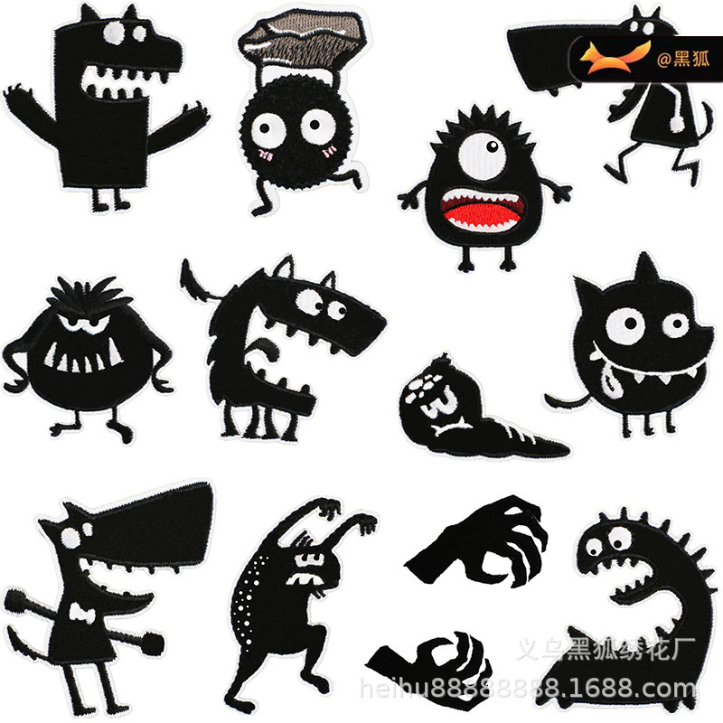 ghost embroidery cloth sticker cartoon monster Patches sticker bag decoration funny cloth sticker embroidery label