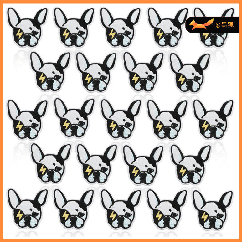 Bulldog Pet Dog Clothes Patches Sticker Thorn Embroidery Label Embroidery Cloth Sticker Ironing