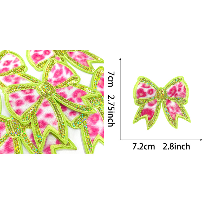 Leopard print Patches pink and green embroidery cloth sticker jacket backpack decoration DIY adhesive