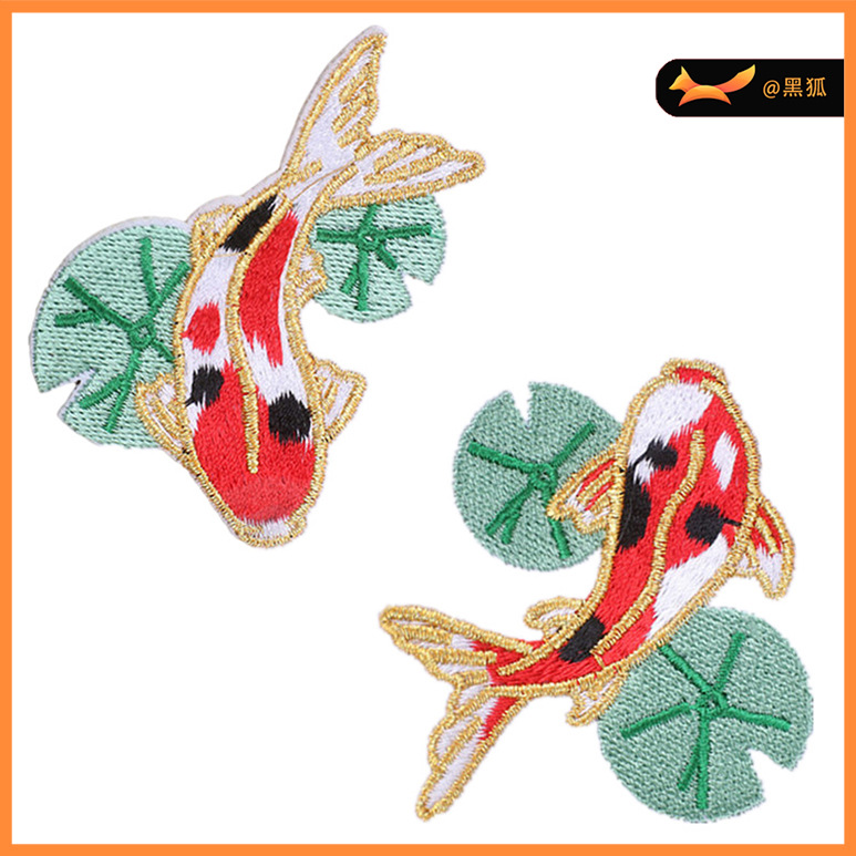 style red carp embroidery cloth sticker embroidery Patches sticker