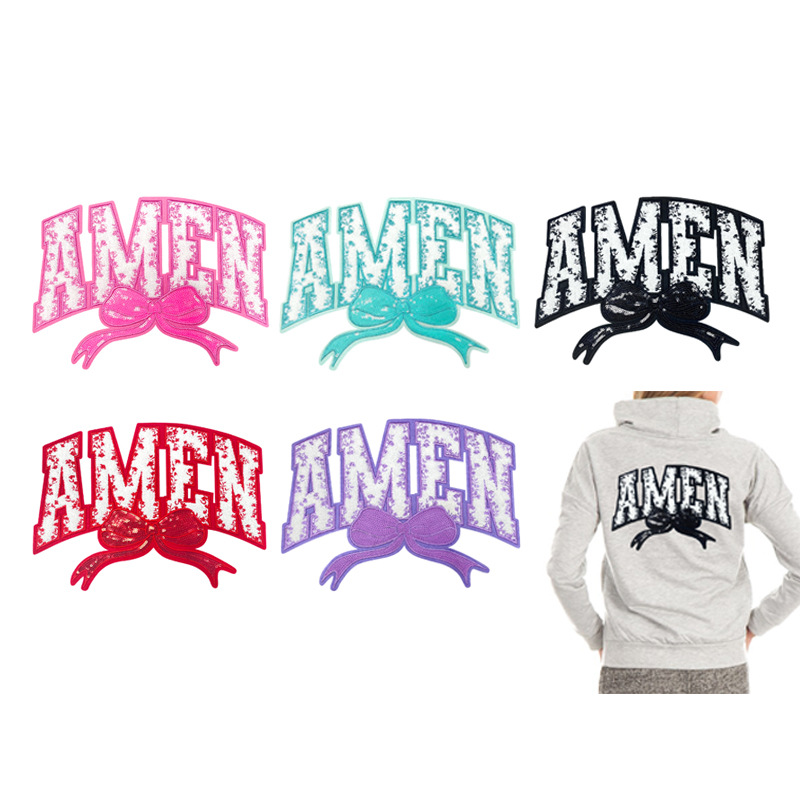 prayer embroidery sequbig waterproof jacket patch