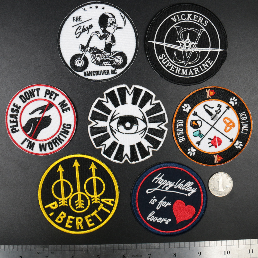 round badge Patches cloth sticker English letters love motorcycle puppy eye clothing adhesive patch