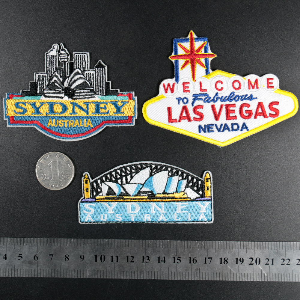 style English letter cloth sticker Sydney Opera House Las Vegas Patches sticker Australia