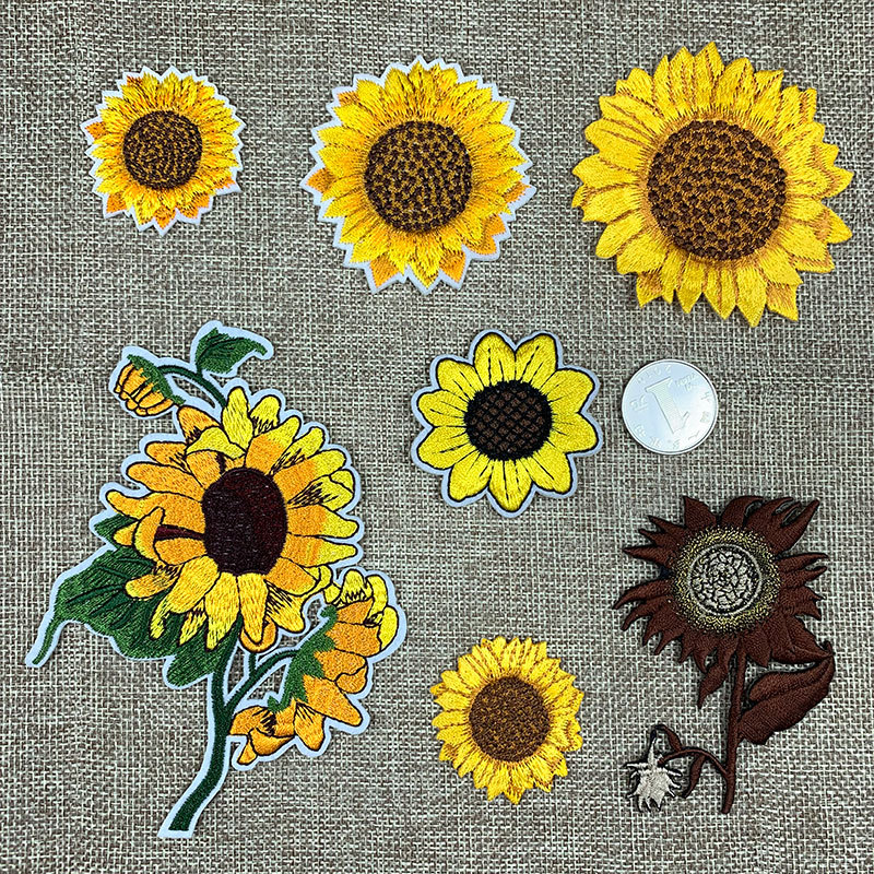 sunflower embroidery cloth sticker sunflower adhesive embroidery hat sock clothing accessories DIY Patches sticker