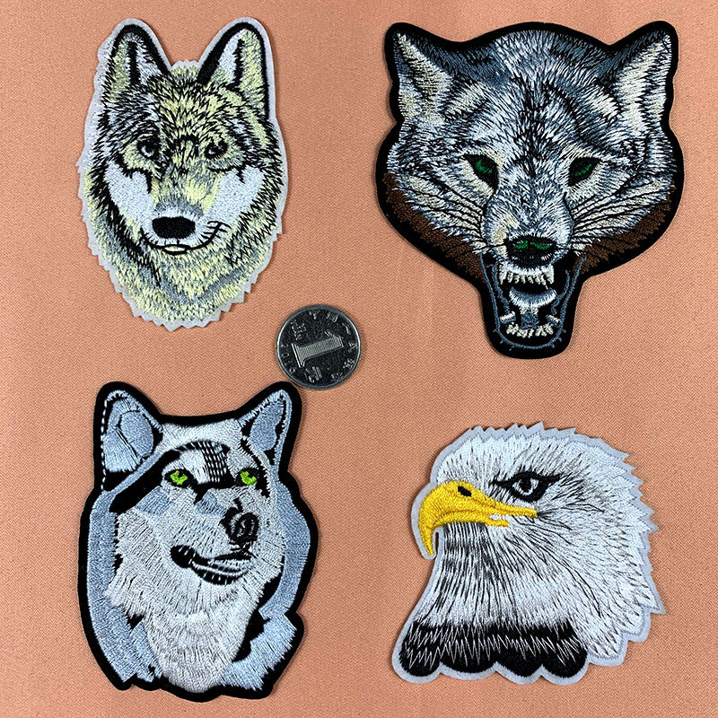 Animal embroidery cloth sticker wolf head eagle adhesive embroidery clothing accessories hat sock clothes schoolbag Patches sticker