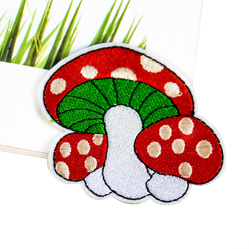 Cartoon mushroom embroidery cloth sticker shoe and hat bag clothes sticker clothing accessories,adhesive patch