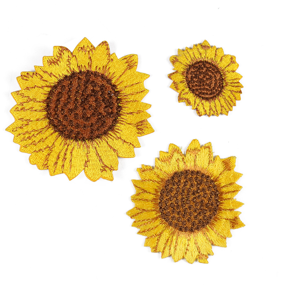 embroidery medium and large iron on patches sunflower hat sock clothes repair decals DIY Patches stickers