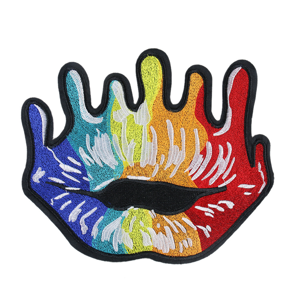 embroidery cloth sticker large oil painting big mouth sticker clothes T-shirt pants decoration hole Patches