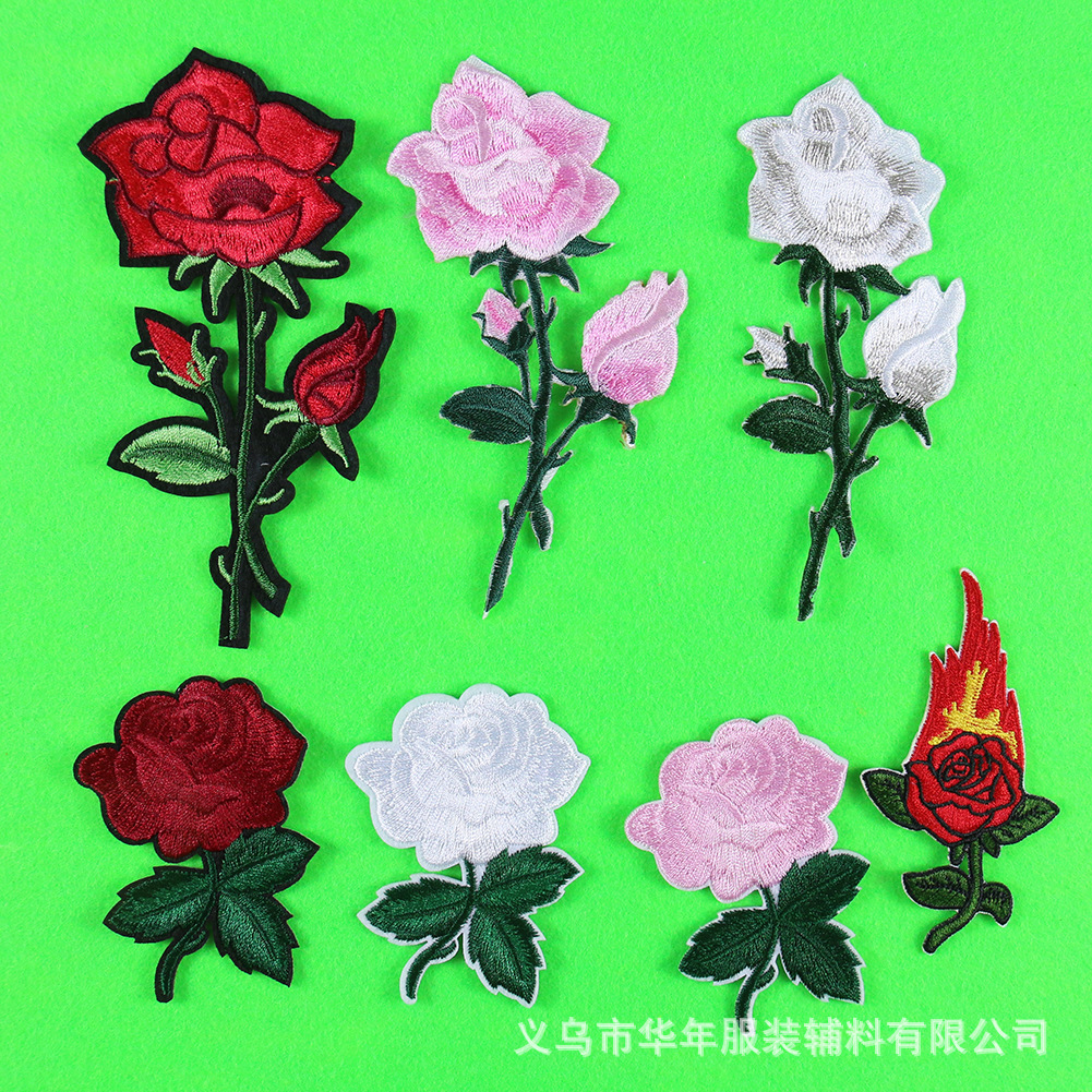 embroidery badge rose cloth sticker hat sock clothing accessories Patches sticker adhesive
