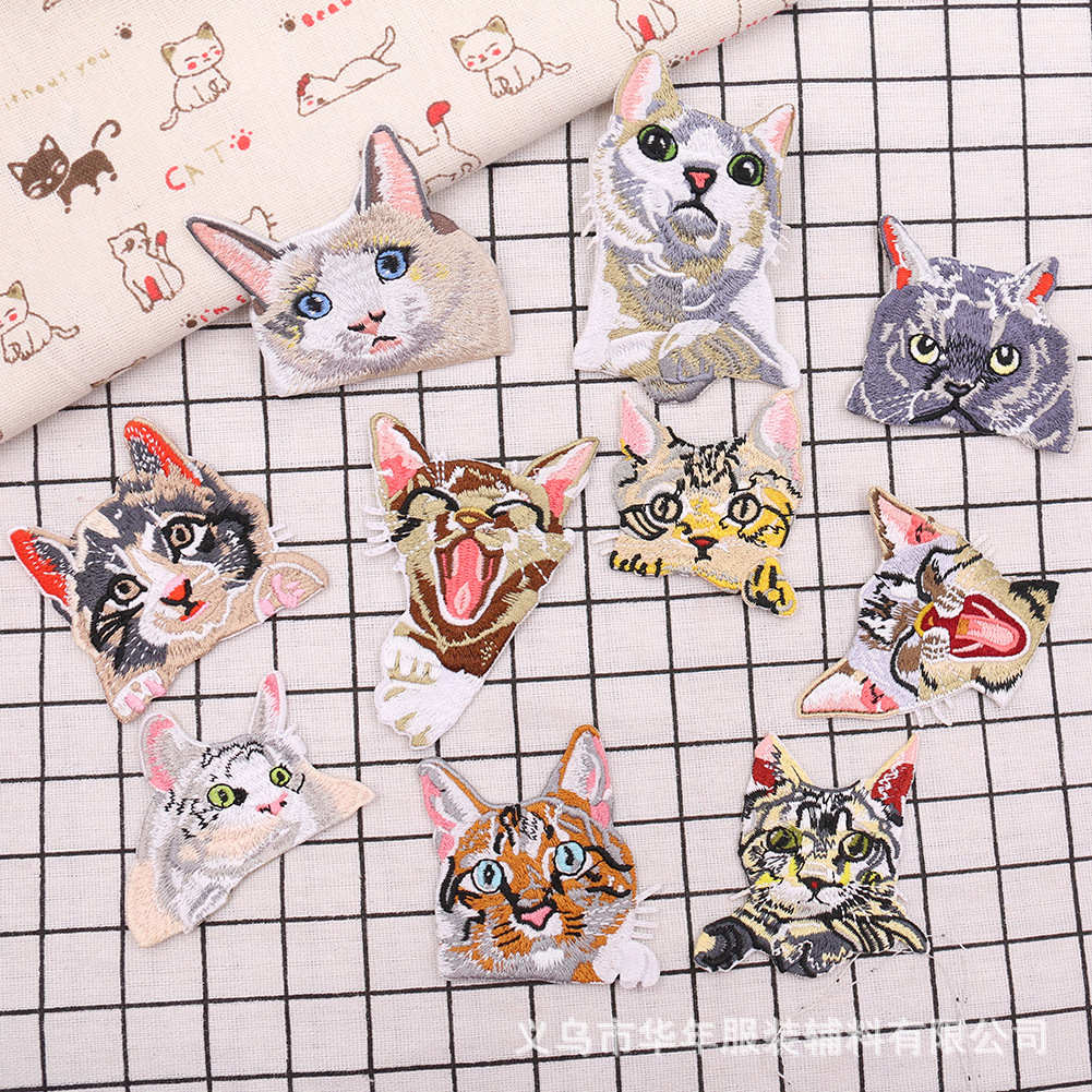 animal embroidery iron on patches pocket cat hat sock clothing accessories Patches stickers