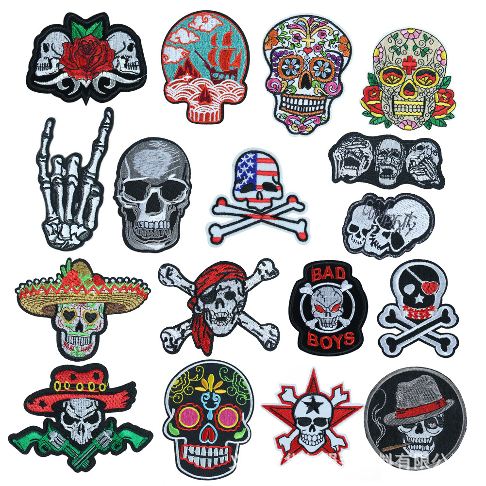 style embroidery skull skull finger cloth sticker clothing accessories adhesive-backed