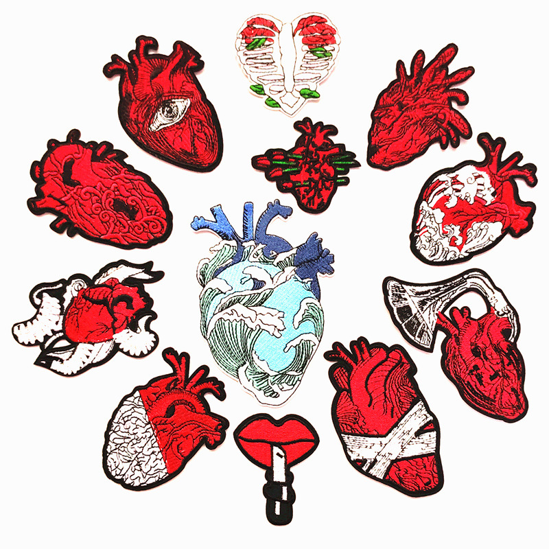 embroidery badge heart embroidery cloth sticker DIY clothing accessories badge adhesive Patches sticker can be sewn