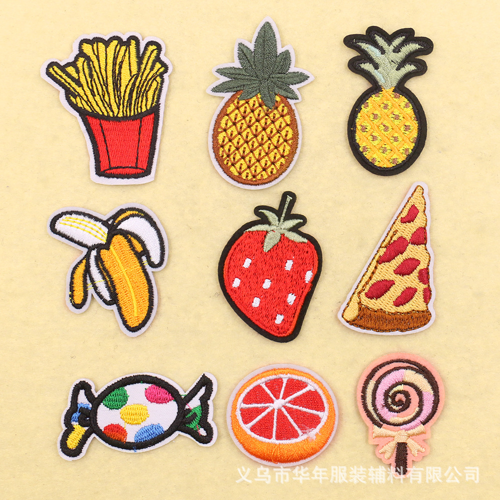 cartoon fruit candy embroidery cloth sticker hat sock clothing accessories adhesive patch