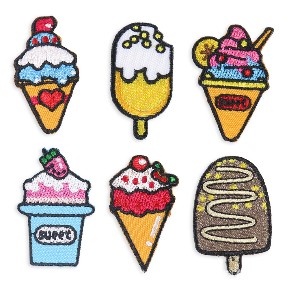 ice cream embroidery cloth sticker cartoon clothing accessories adhesive Patches sticker