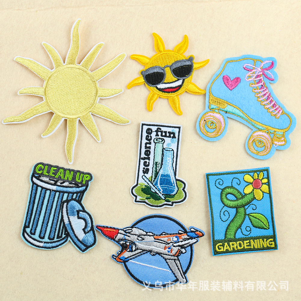 Cartoon DIY clothing accessories sunflower shoes airplane embroidery iron on patches,Patches stickers