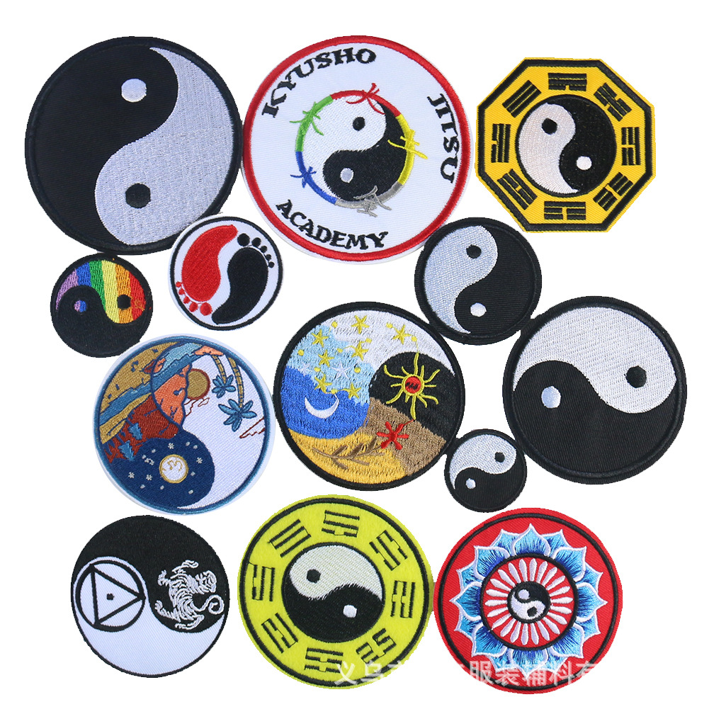 style Taiji yin and yang embroidery cloth sticker adhesive DIY Patches sticker clothing accessories