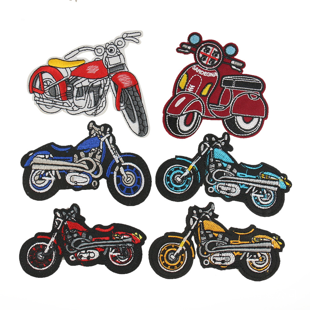 Cartoon motorcycle style Harley sheep locomotive embroidery cloth sticker clothing accessories Patches sticker