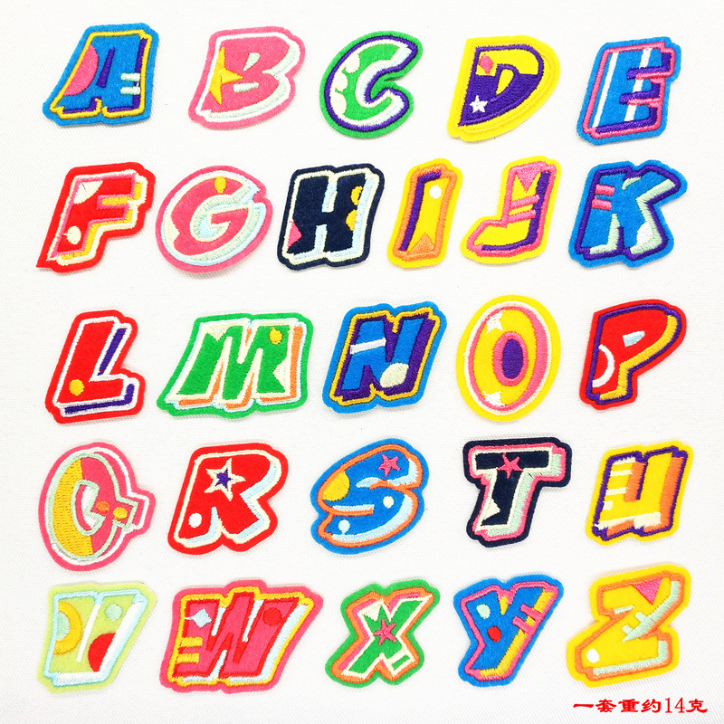 26 English alphabet iron on patches alphabet cartoon iron on patches Clothes Patches stickers Embroidery badges stickers Can be ironed