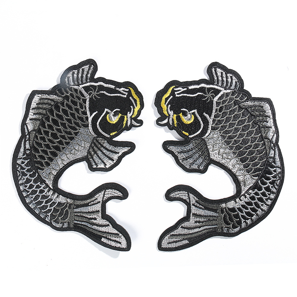 embroidery cartoon blackfish embroidery cloth sticker clothing accessories DIY adhesive back hole Patches decal