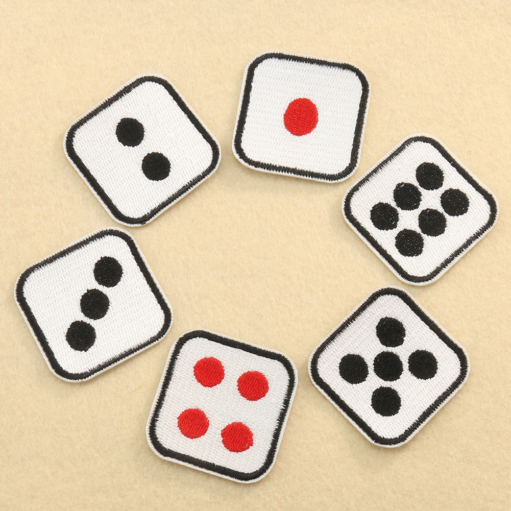 Embroidery Cloth Sticker Dice Decal Clothes Hat Luggage Decoration Holes Adhesive Patch