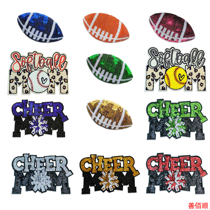 ironing beads iron on patches cheer mom alphabet football clothes decorative Patches stickers